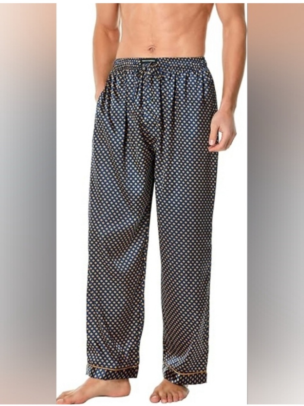 Robert Louis (Size XL) Men's Black & White Geo Silk Blend Pajama Pants (NEW-NWT)